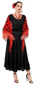 Mantón de Sevillana Rojo con Lunares Negros Sevillanas Partilandia