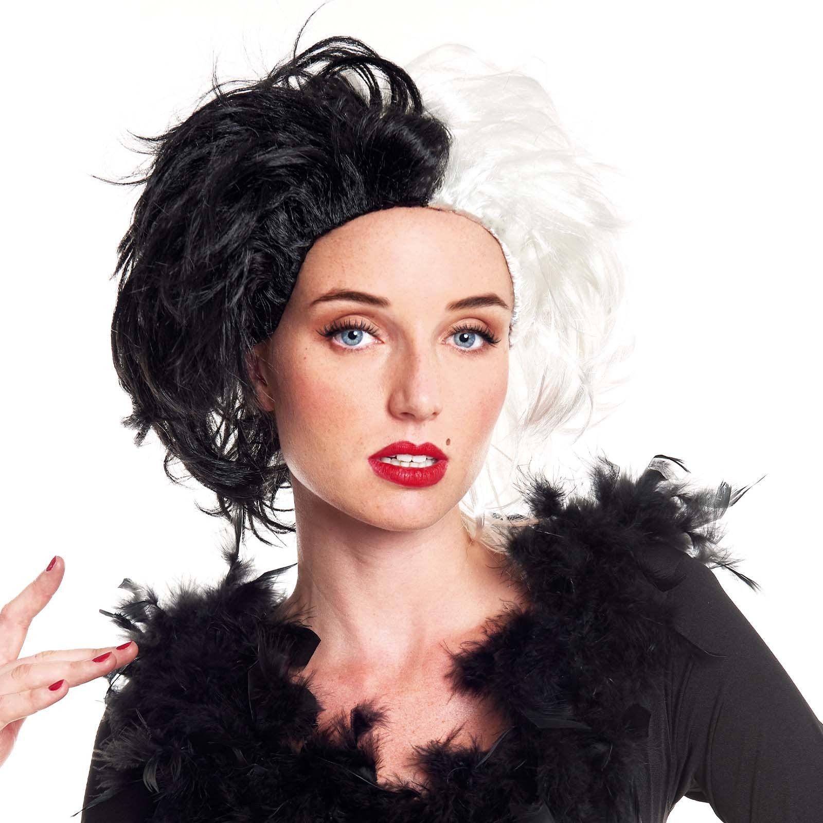 Peluca de Cruella de Vil Morena y Blanca Pelucas de Cruella de Vil Partilandia