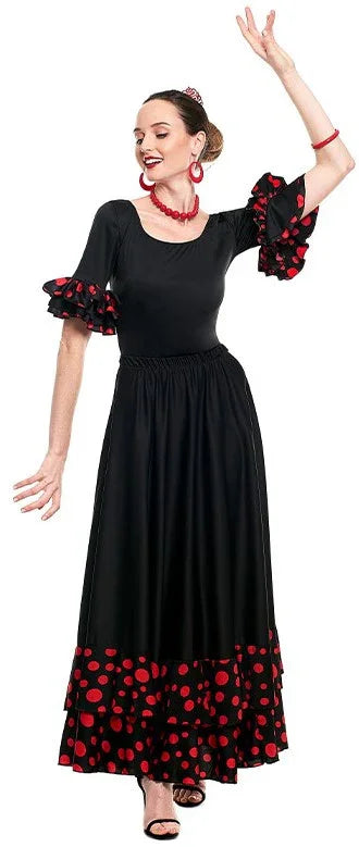 Body de Sevillana Negro con Lunares Rojos para Mujer Bodies y Maillots de Sevillana Partilandia