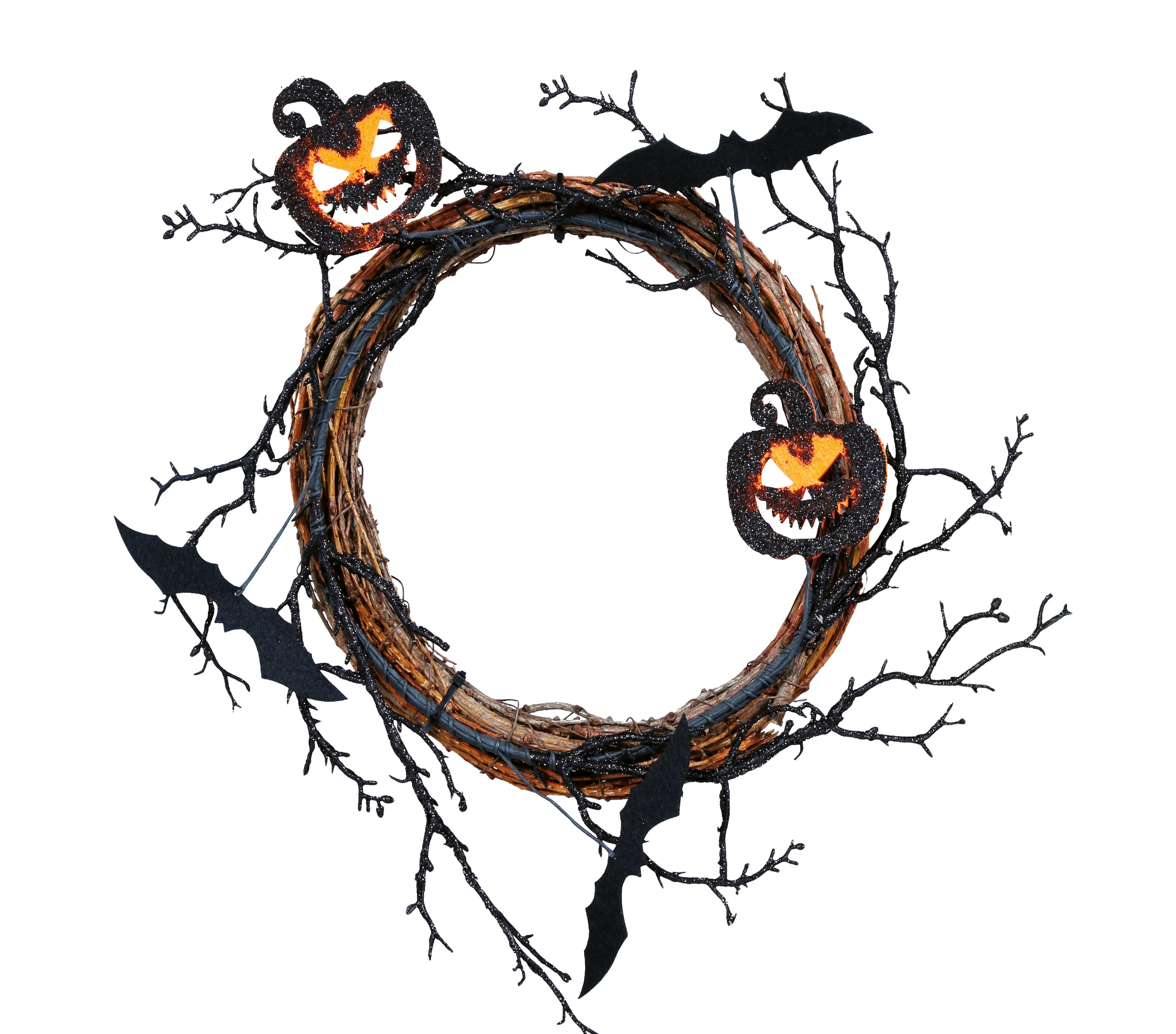 Corona de Halloween con Calabazas y Murciélagos Decoración Halloween Guirca