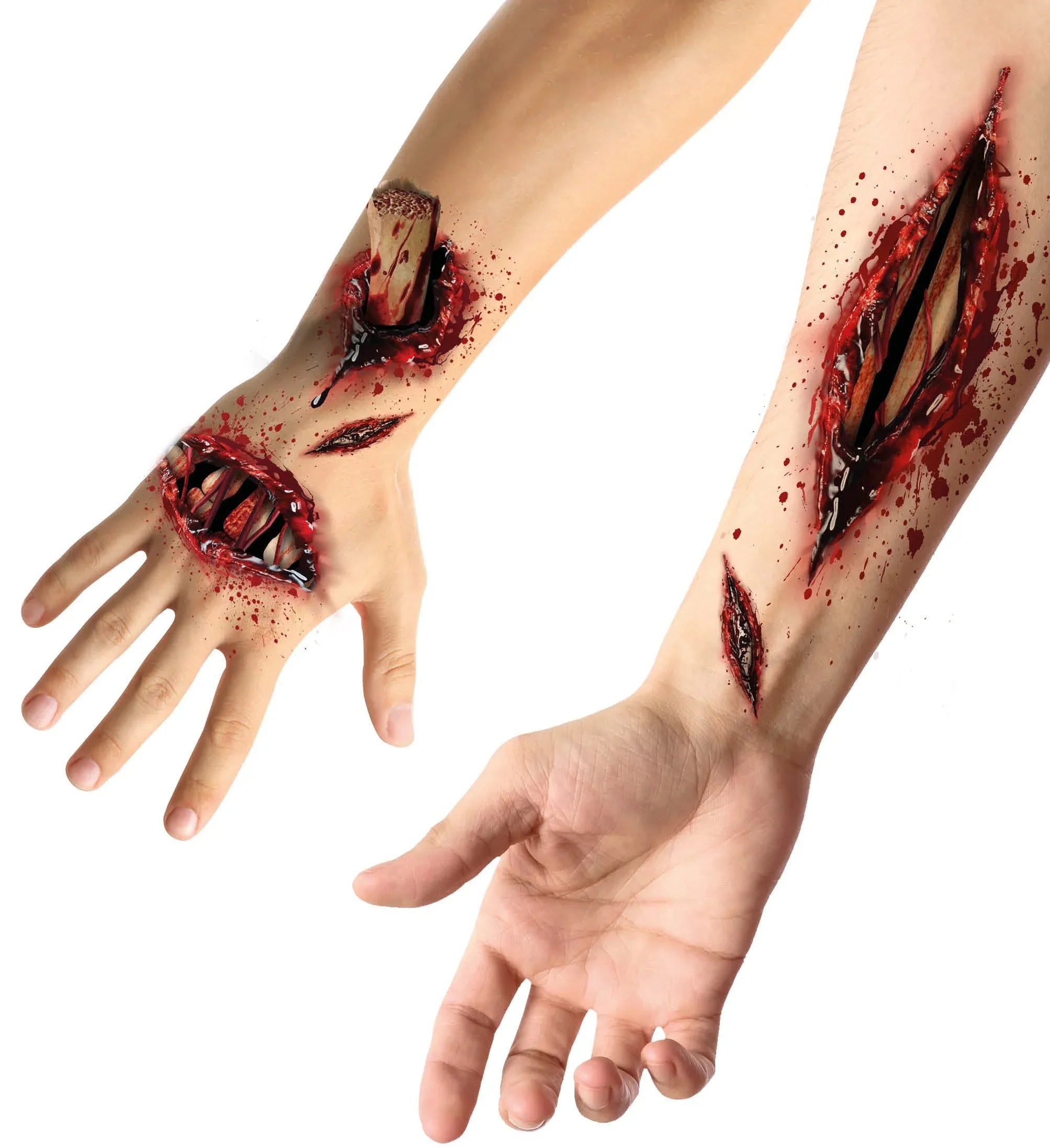 Tatuajes Adhesivos de Heridas Abiertas Sangrientas Maquillaje Halloween Guirca