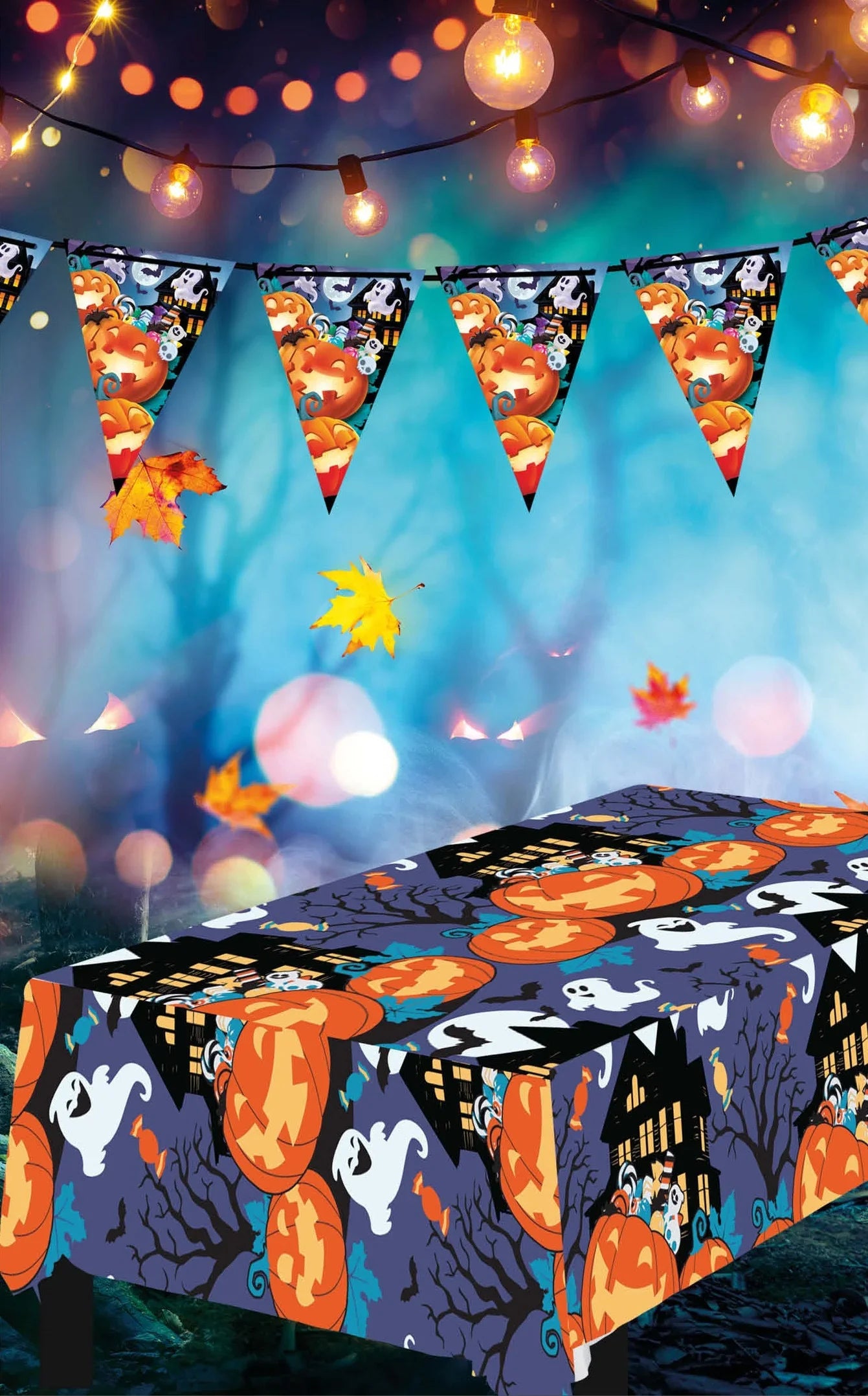 Mantel de Calabazas con Caramelos de Halloween Menaje Halloween Guirca