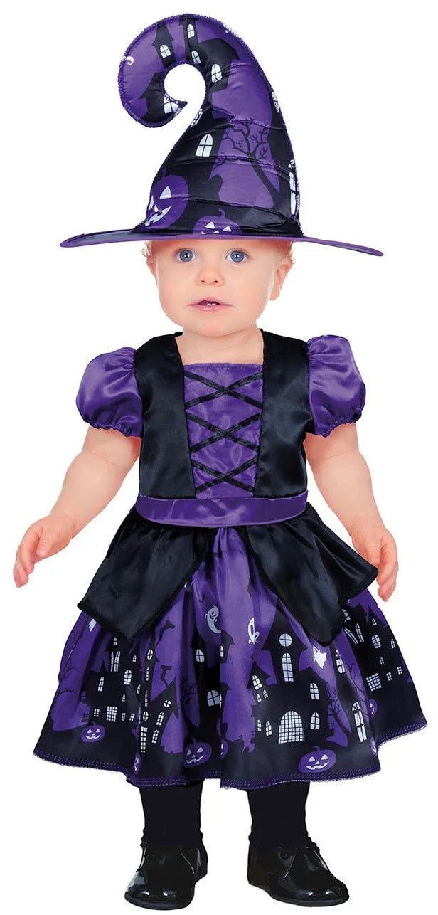 Disfraz de Bruja Morada con Dibujos para Bebé Brujas Guirca