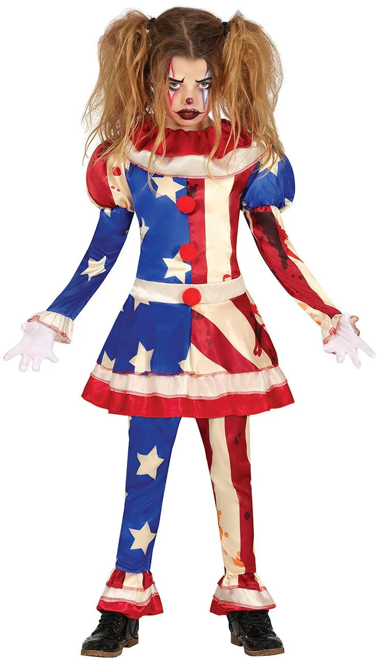 Disfraz de Payasa Patriota Asesina para Niña Payasos Asesinos Guirca