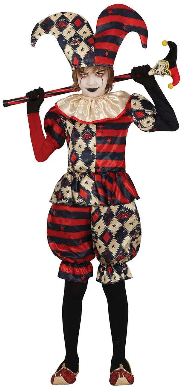 Disfraz de Arlequín Diabólico para Niño Payasos Asesinos Guirca