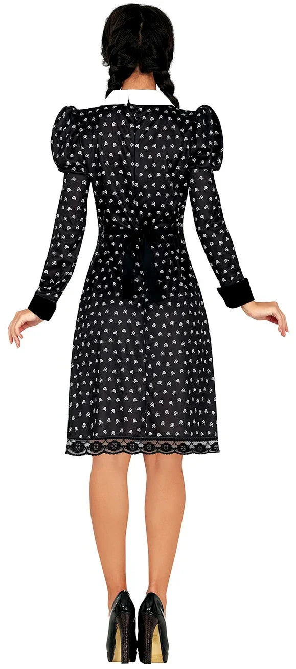 Disfraz de Miércoles con Calaveras para Mujer Miércoles Addams Guirca
