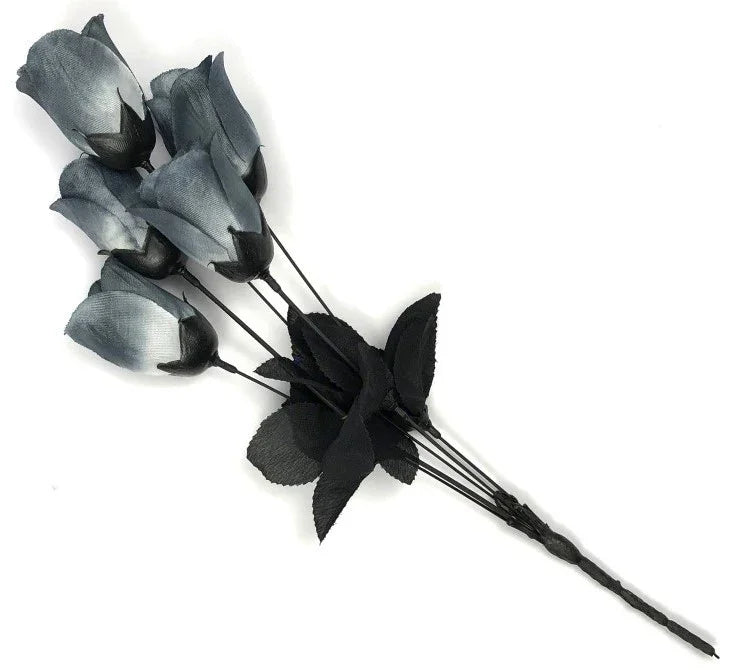 Ramo de Rosas Grises con Tallo y Hojas Negras Flores Partilandia