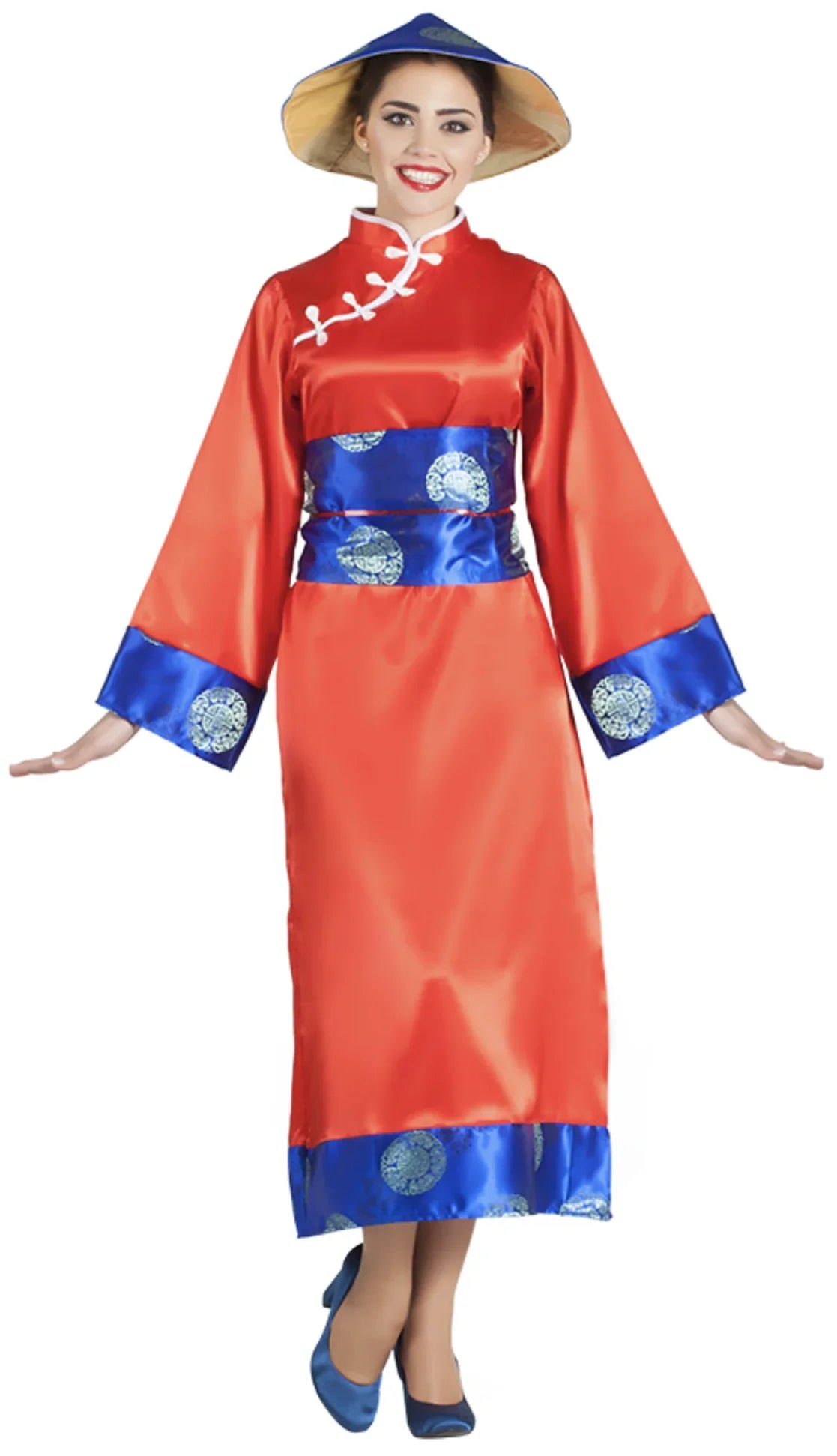 Disfraz de China con Sombrero para Mujer Chinos Kimokawaii