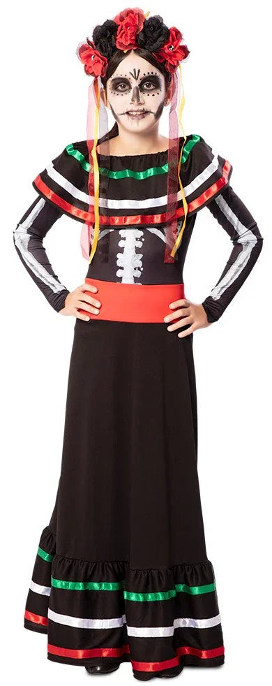 Disfraz de Catrina Mejicana para Niña Catrina EuroCarnavales