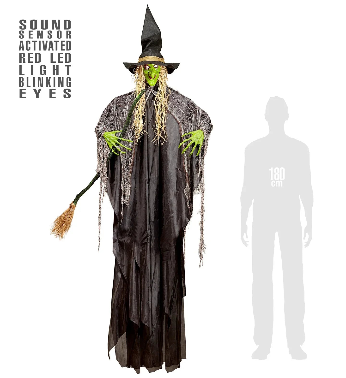 Bruja con Luces en los Ojos de 240cm para Decoración Figuras Decorativas Widmann