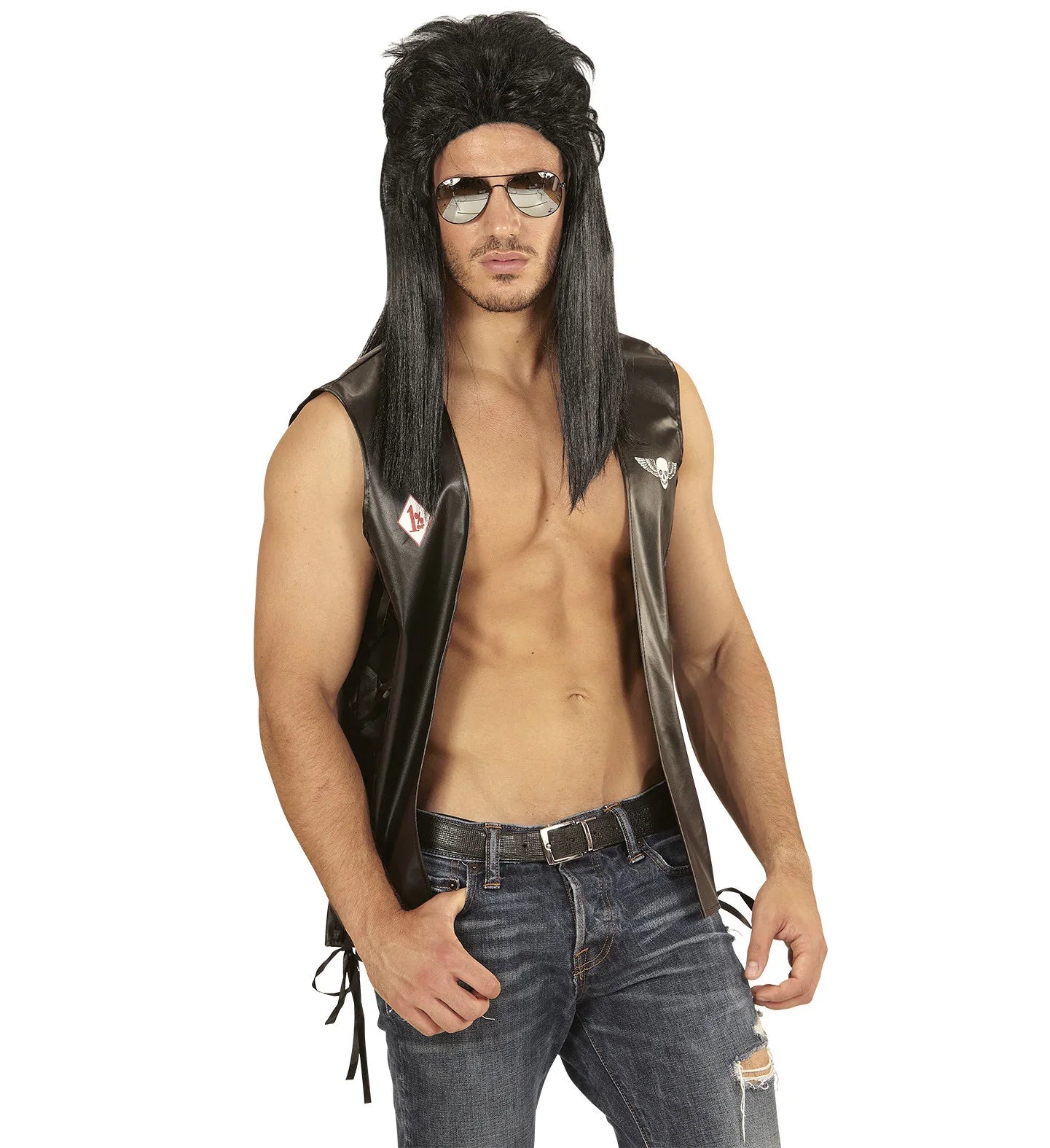 Peluca Morena Estilo Mullet Años 80 de Hombre Pelucas Morenas Widmann