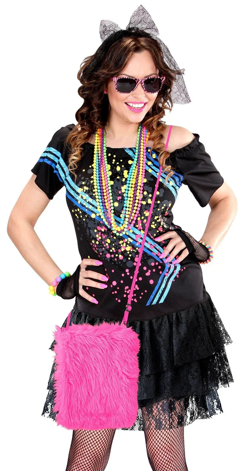 Bolso de Peluche Rosa Neón Años 80 Widmann