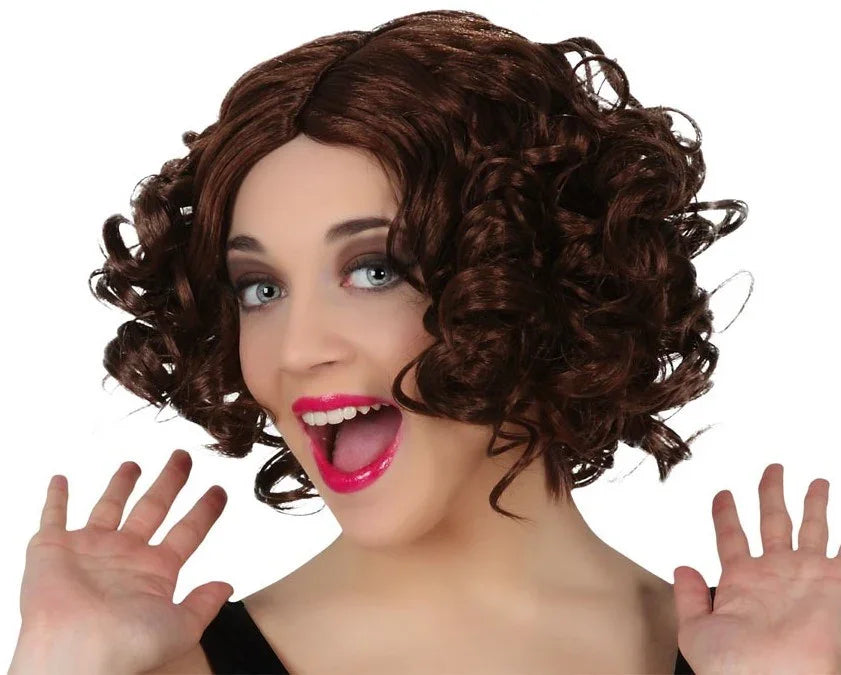 Peluca Castaña Rizada Corta Estilo Años 20 Pelucas Castañas Atosa