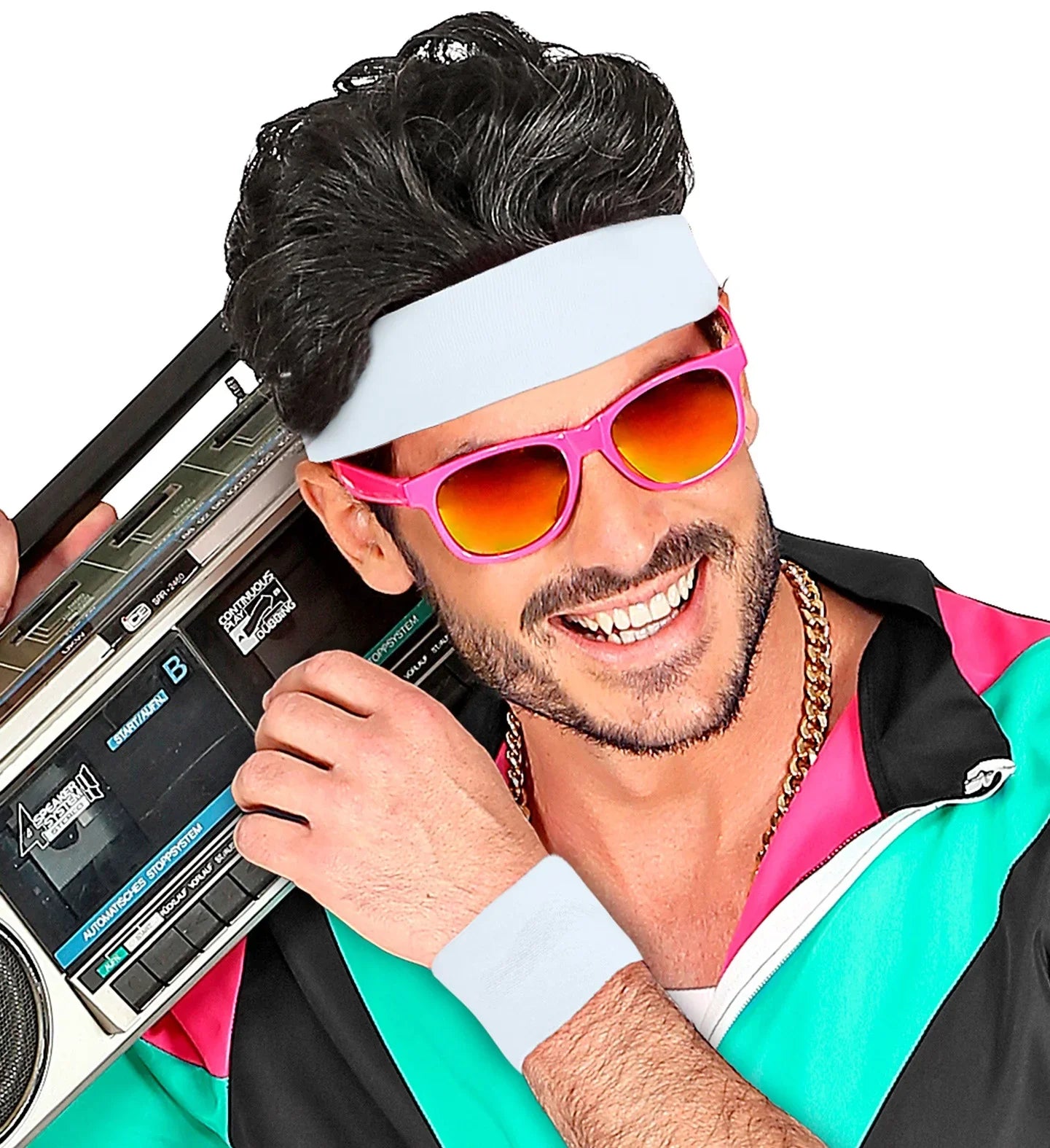 Muñequeras Blancas Neón Años 80 Años 80 Widmann