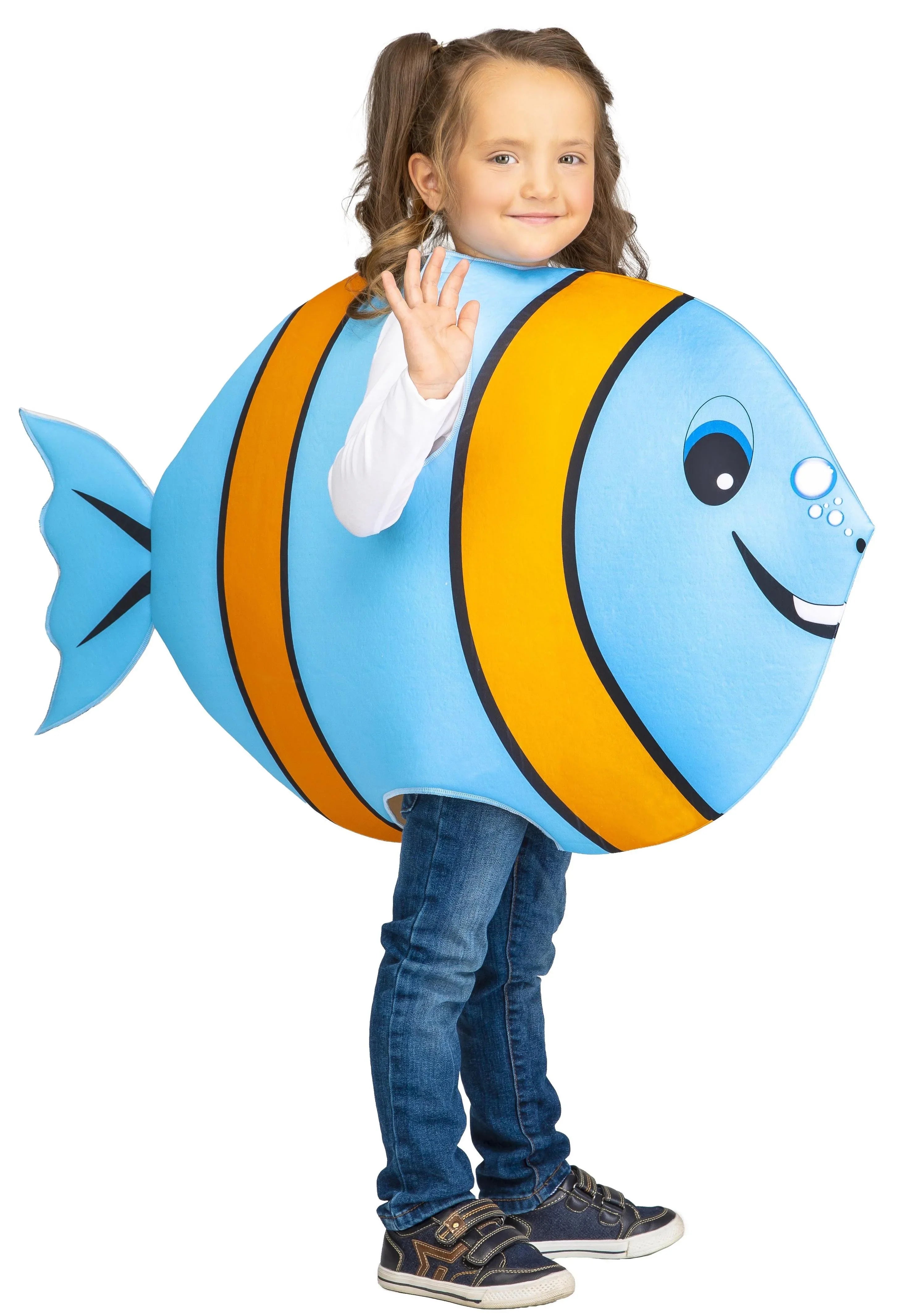 Disfraz de Pez Azul y Naranja Infantil Peces y Animales Marinos Kimokawaii