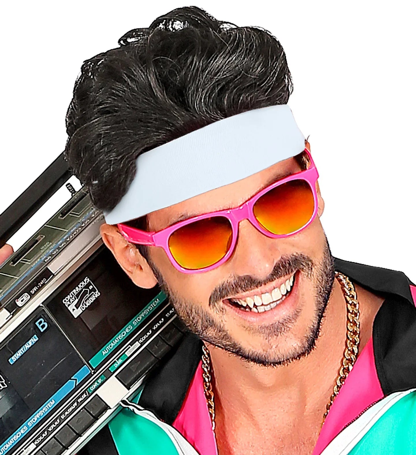 Cinta Años 80 Blanca Neón para el Pelo Años 80 Widmann