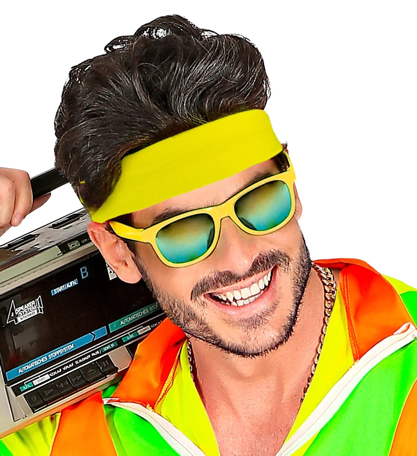 Cinta Años 80 Amarilla Neón para el Pelo Años 80 Widmann