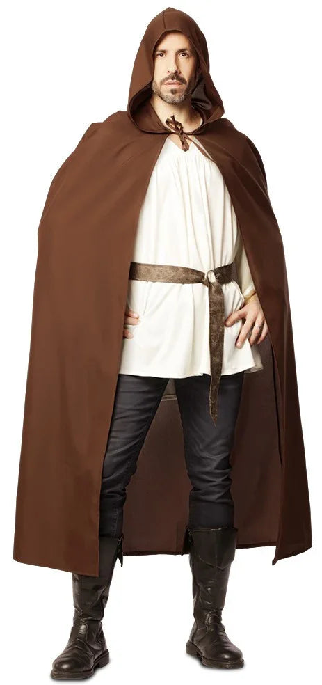 Capa Medieval Marrón con Capucha para Adulto Complementos Medievales EuroCarnavales