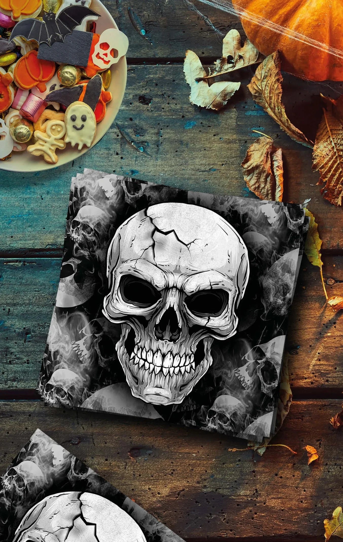 Pack de 12 Servilletas de Calaveras de Halloween Menaje Halloween Guirca