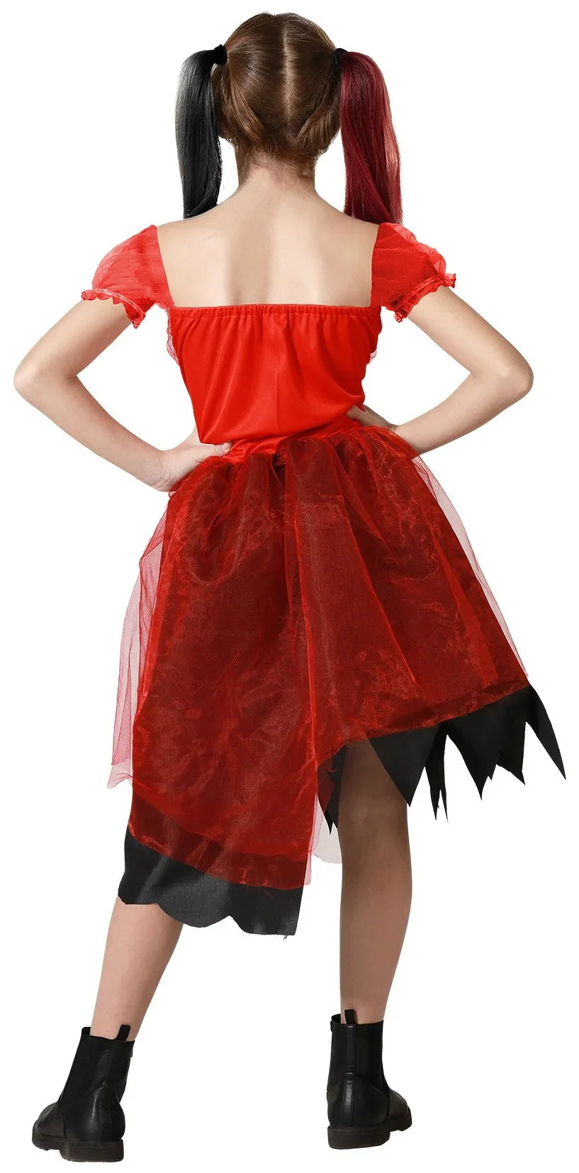 Disfraz de Harley Villana Rojo Falda de Tul para Niña Harley Quinn Atosa