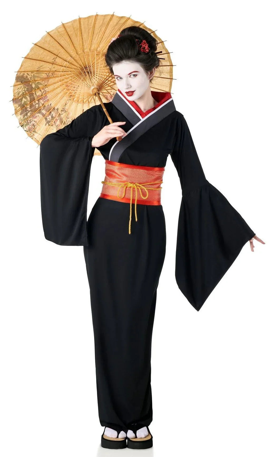 Disfraz de Geisha Japonesa Negro para Mujer Geishas Kimokawaii