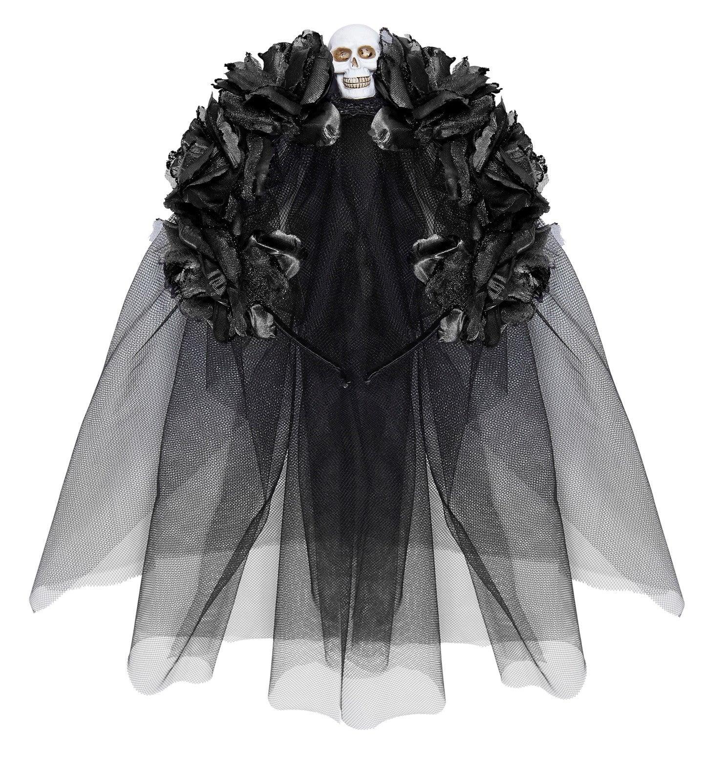 Diadema de Catrina con Calavera y Rosas Negras Catrina Widmann