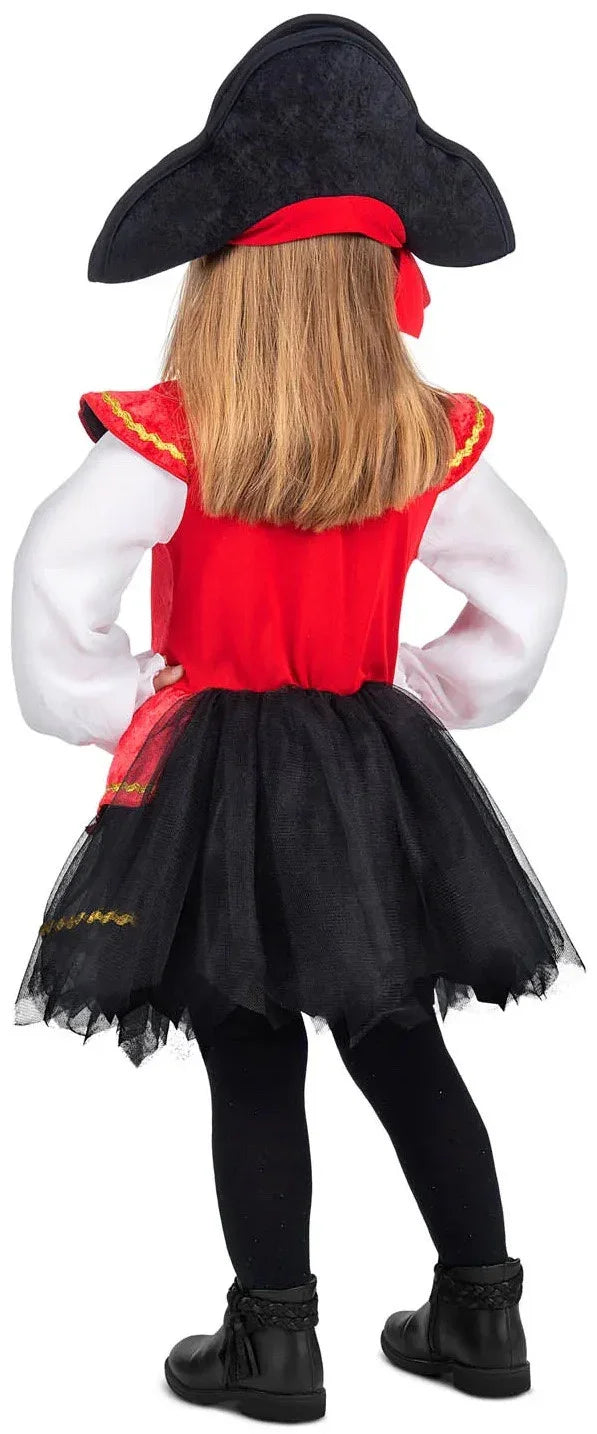Disfraz de Pirata Rojo para Niña con Falda de Tul Piratas Infantiles Viving