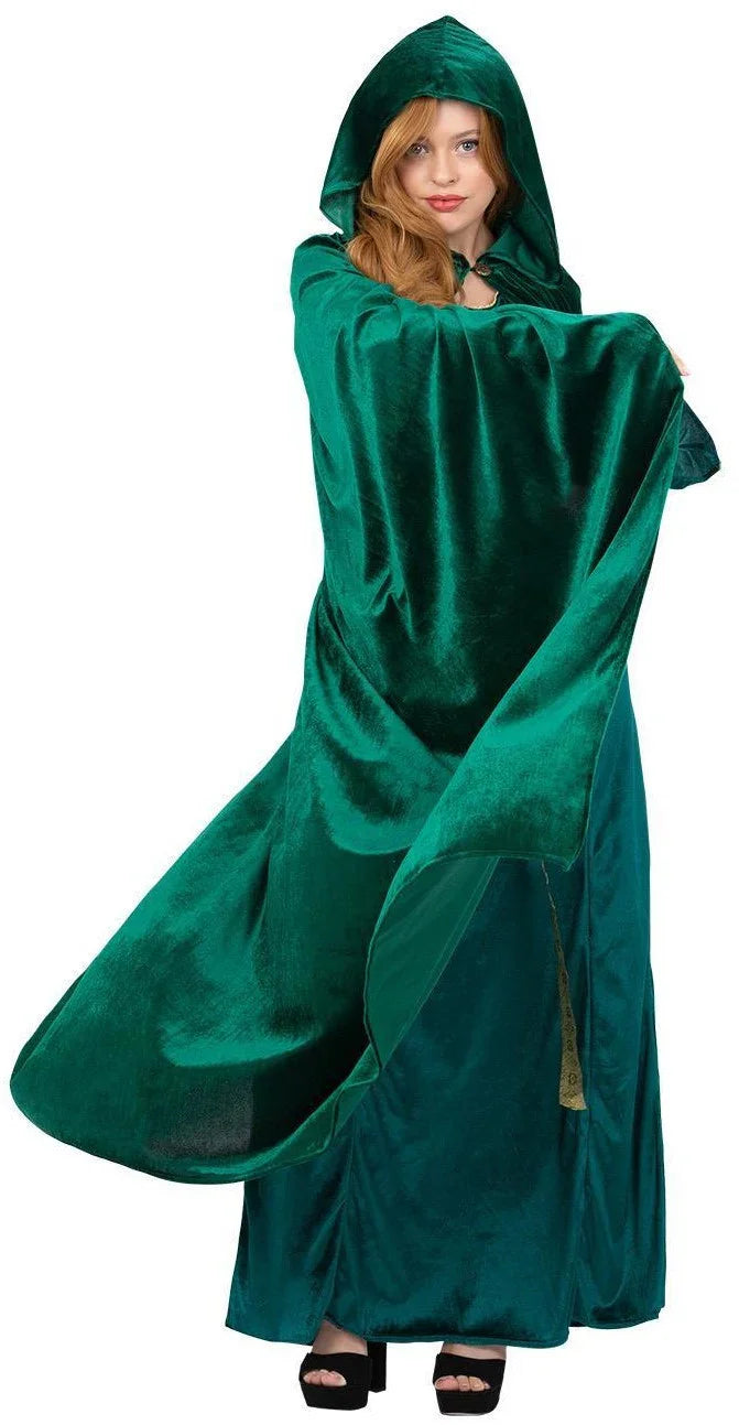 Capa Medieval Verde de Terciopelo con Capucha Capas Smiffys
