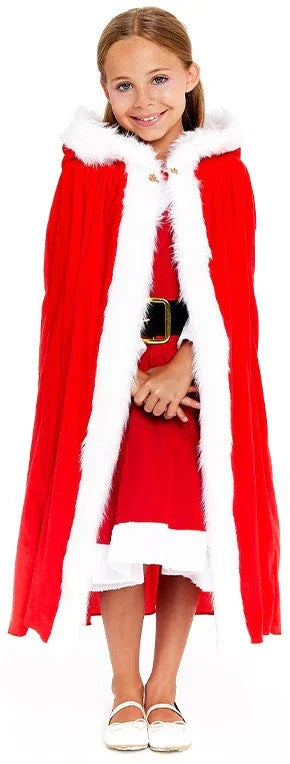 Capa de Mamá Noel con Capucha para Niña Mamá Noel Partilandia