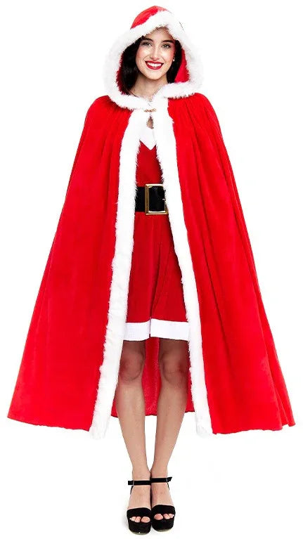 Capa de Mamá Noel con Capucha para Mujer Mamá Noel Partilandia