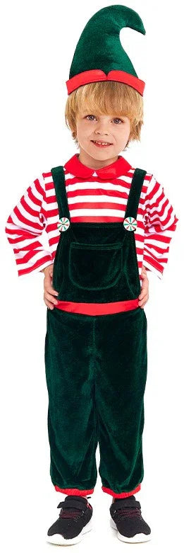 Disfraz de Elfo Navideño con Peto para Niño Elfos Navideños Partilandia