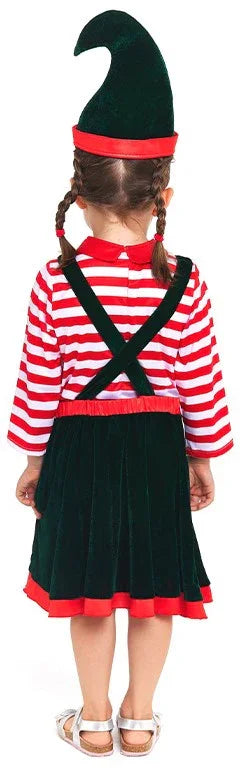 Disfraz Elfa Navideña con Peto para Niña Elfos Navideños Partilandia