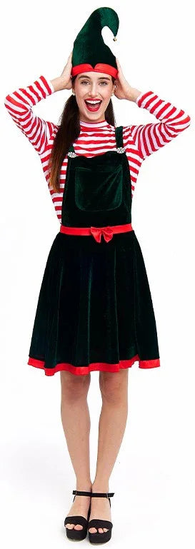 Disfraz de Elfa Navideña con Peto para Mujer Elfos Navideños Partilandia