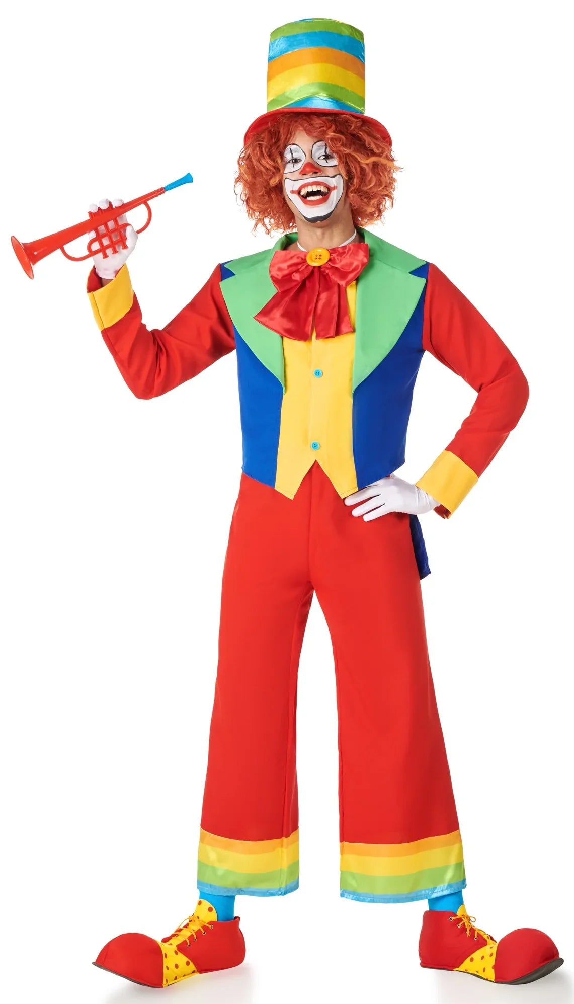 Disfraz de Payaso Multicolor con Sombrero para Hombre Payaso Kimokawaii