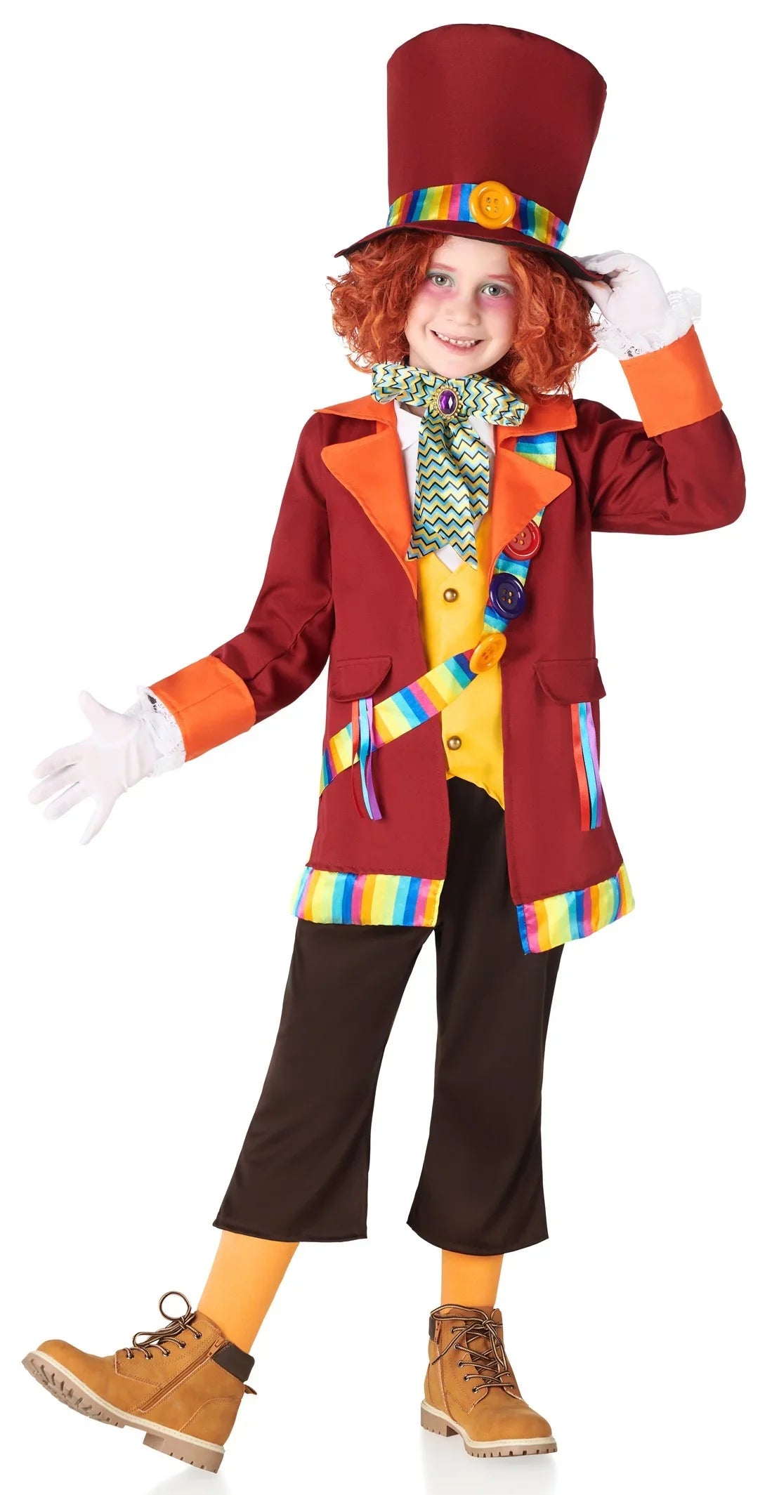 Disfraz de Sombrerero Loco Granate para Niño Sombrerero Loco Kimokawaii