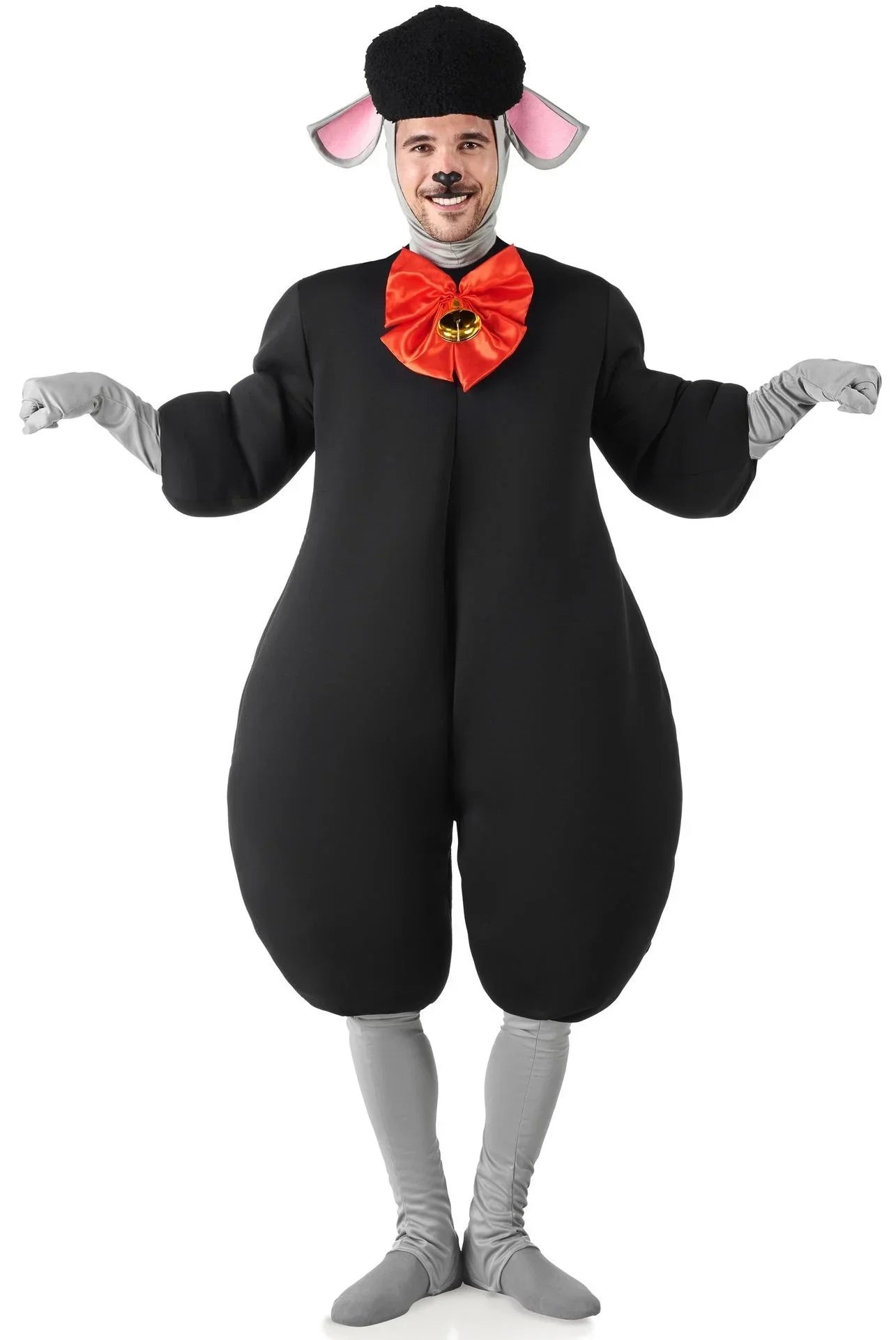 Disfraz de Oveja Negra con Lazo Rojo para Hombre Oveja Kimokawaii