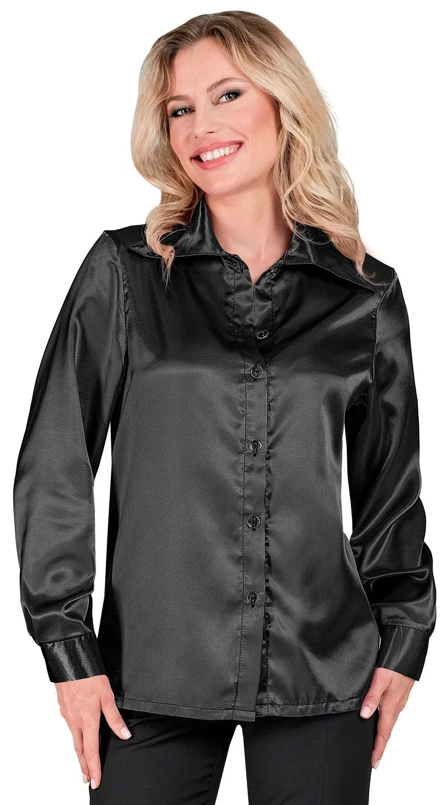Camisa Disco Años 70 Negra para Mujer Camisas Disco Años 70 Widmann