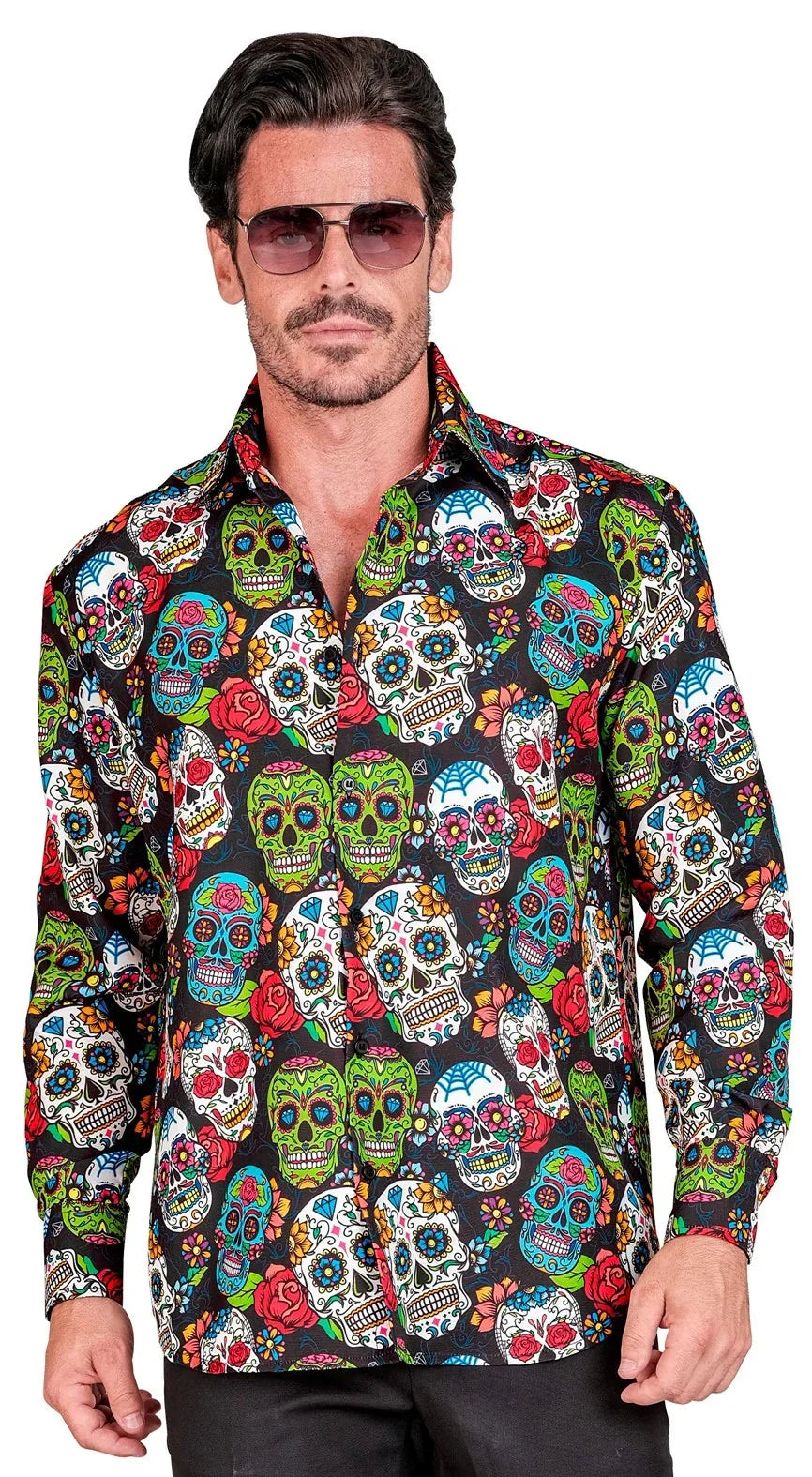 Camisa de Calaveras Mexicanas para Hombre Camisas de Halloween Widmann