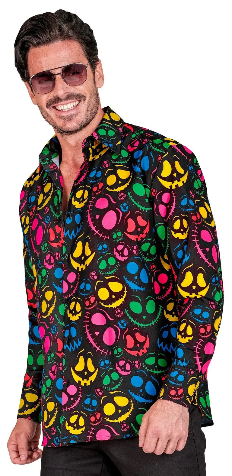 Camisa de Fantasmas de Colores Neón para Hombre Camisas de Halloween Widmann