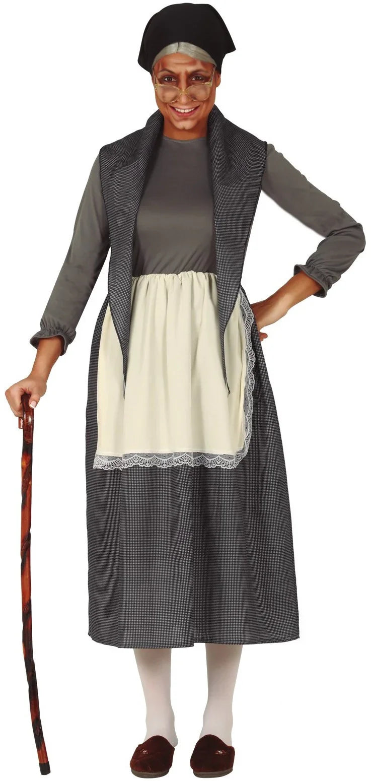 Disfraz de Abuelita con Mandil para Adulto Abuelas y Ancianos Guirca