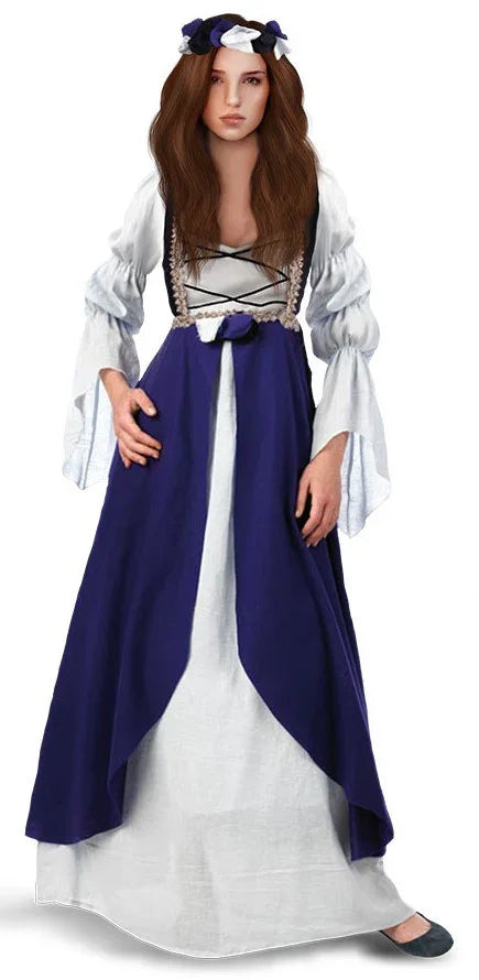 Disfraz de Doncella Medieval Azul para Mujer Princesas y Damas Medievales El Rey del Carnaval