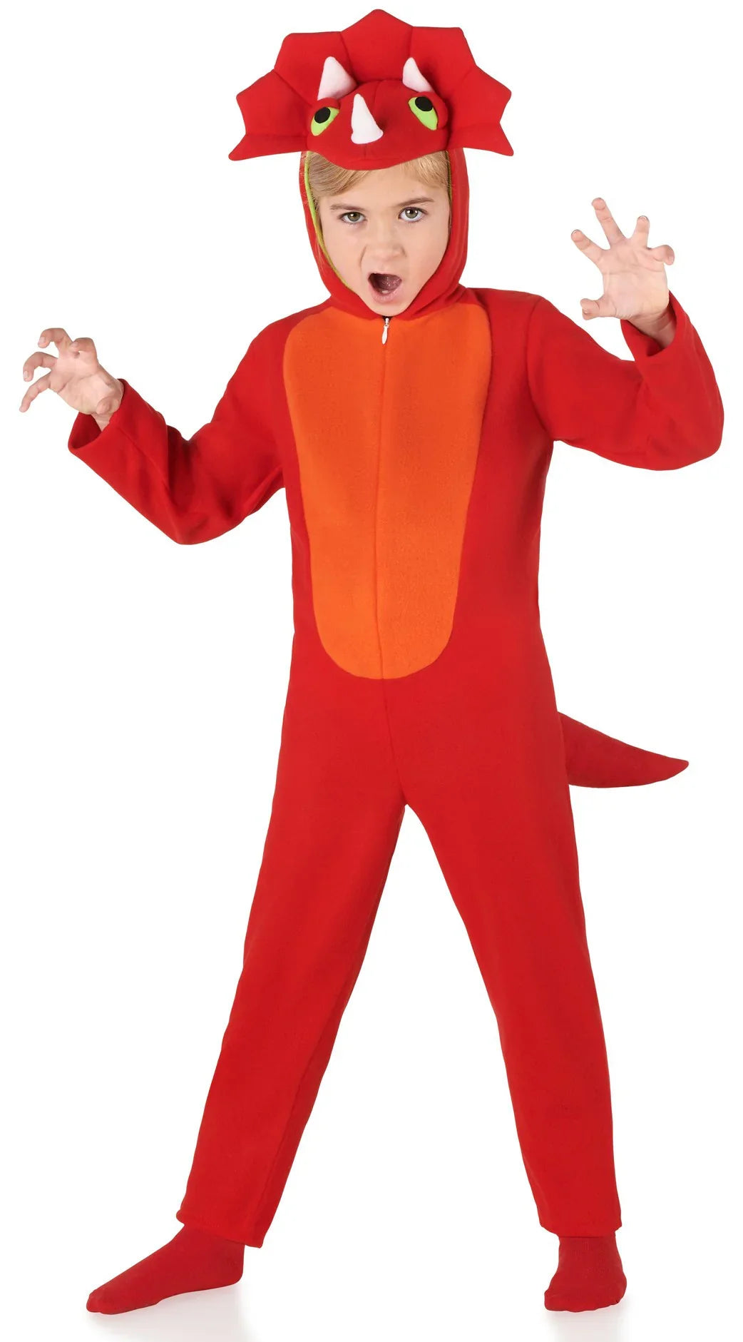 Disfraz de Dinosaurio Triceratops Rojo para Niño Dragón y Dinosaurio Kimokawaii