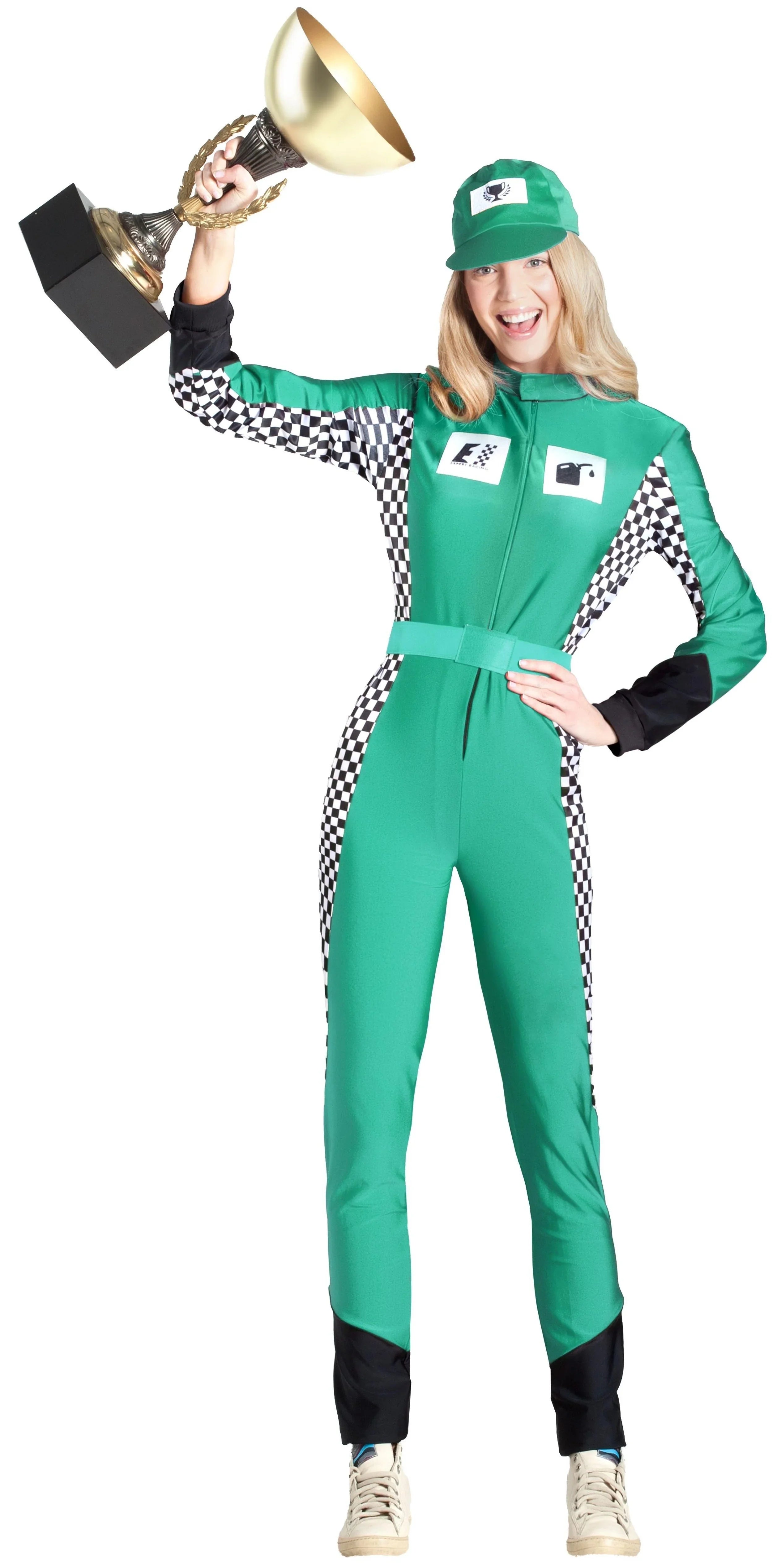 Disfraz de Piloto F1 Verde para Mujer Pilotos de Carreras Kimokawaii