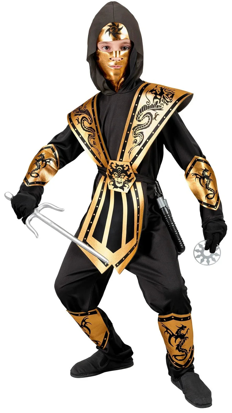 Disfraz de Ninja con Armadura Dorada para Niño Ninjas Infantiles Widmann