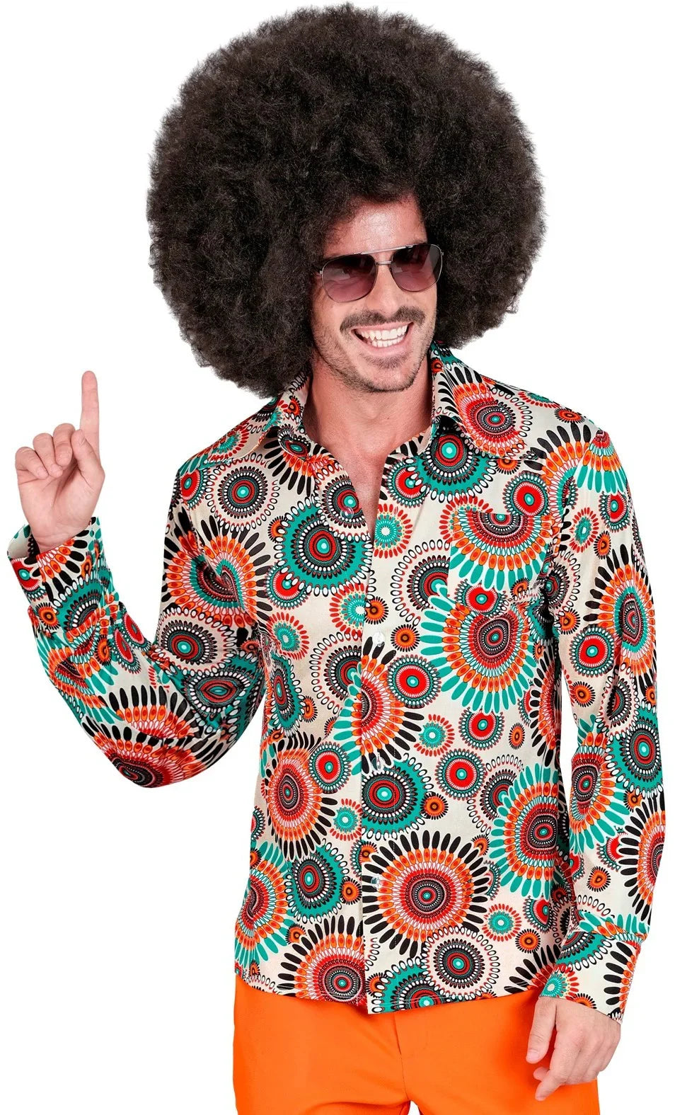 Camisa Años 60 con Estampado Multicolor para Hombre Años 60 Widmann