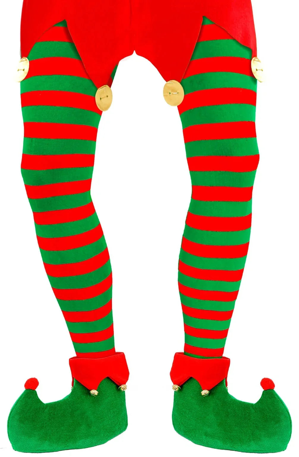 Pantys de Elfa Navideña con Rayas Rojas y Verdes para Adulto Elfos Navideños Widmann