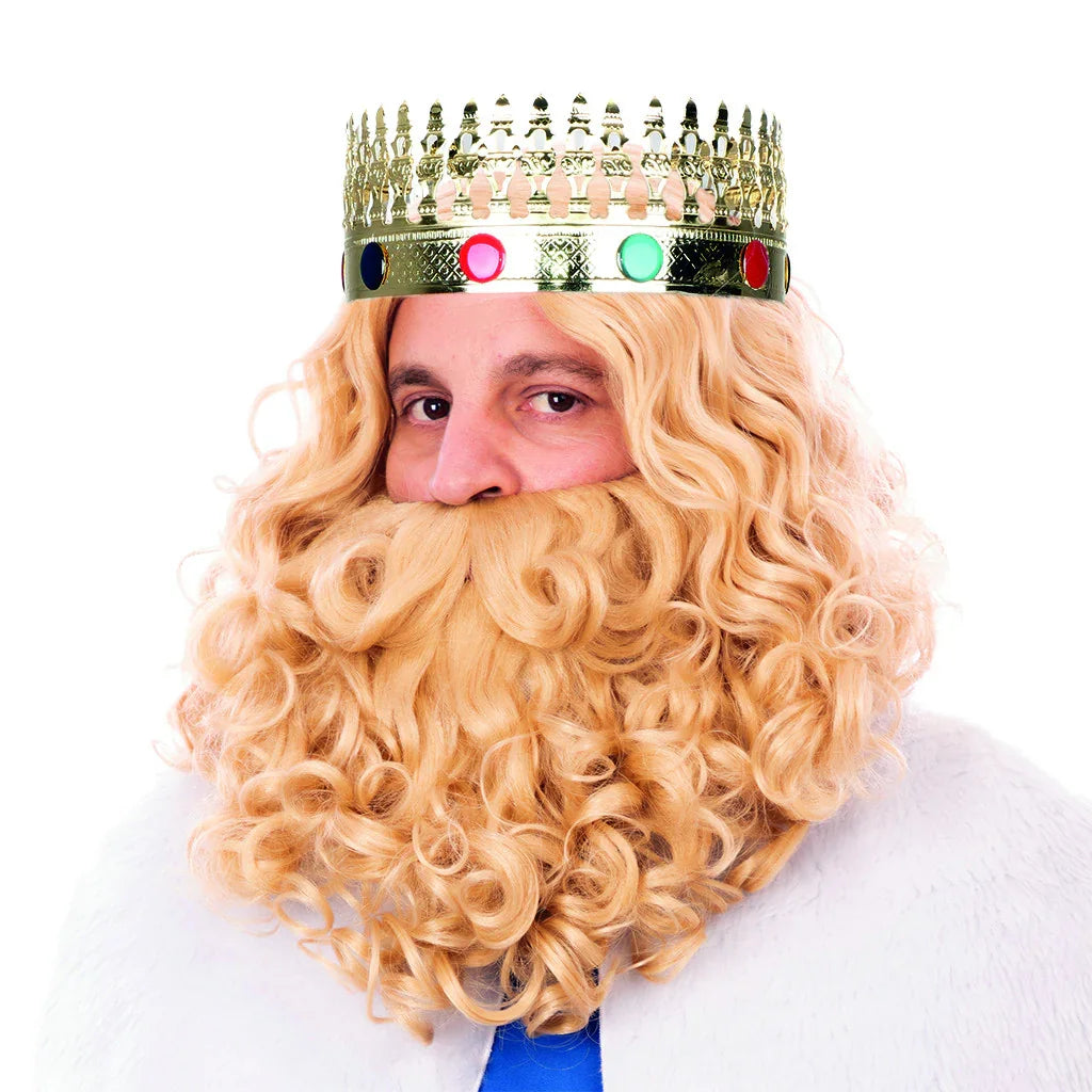 Peluca Rubia con Barba de Rey Mago Gaspar Reyes Magos y Pajes EuroCarnavales