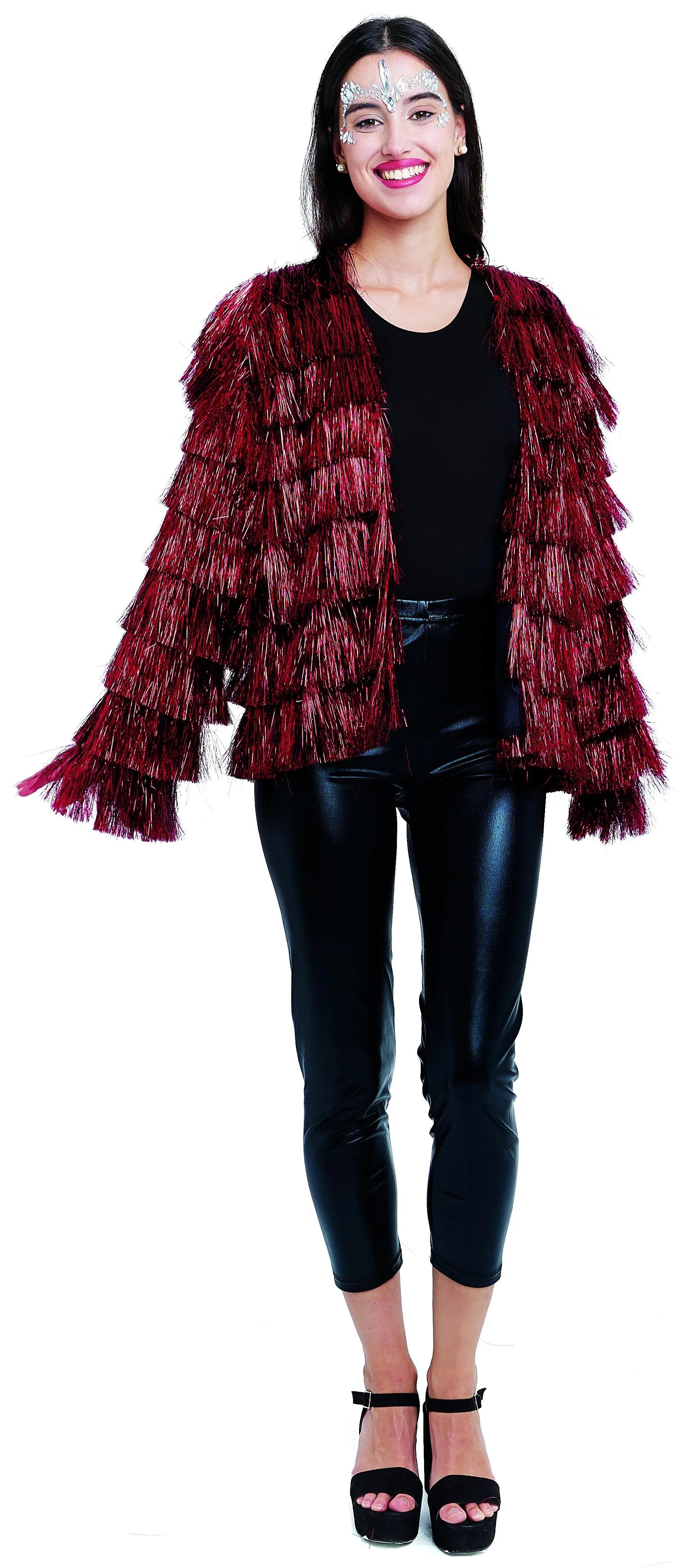 Chaqueta Festival con Flecos Rojos para Mujer Chaquetas y Fracs Partilandia