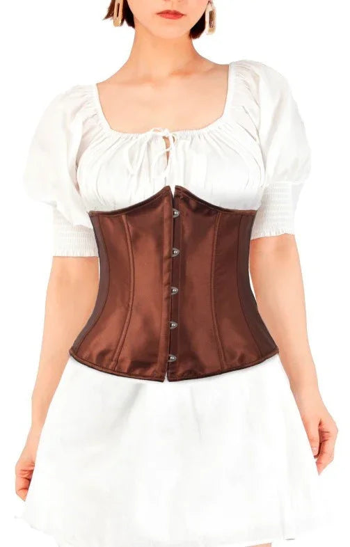 Corset Marrón de Raso para Mujer Corsets Partilandia