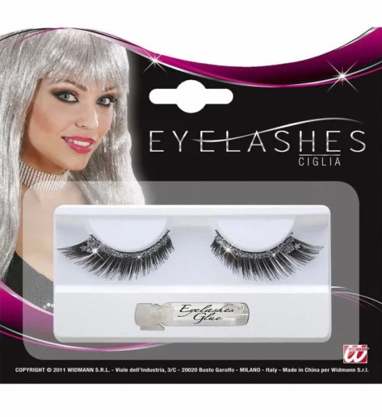 Pestañas Negras con Purpurina Plateada COMPLEMENTOS Widmann